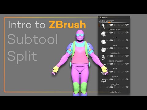 Intro to ZBrush 026 - Splitting objects into their own subtools, faster and easier to manipulate!