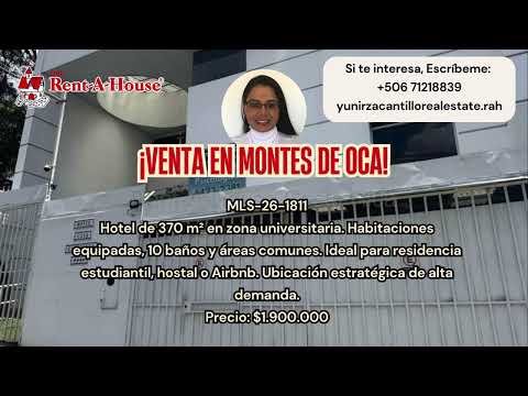 Venta Montes de Oca Hotel Estratégico en Zona Universitaria