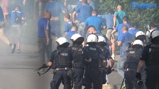Spięcie Ruchu z policją pod stadionem Szombierek (13.09.2020 r.)