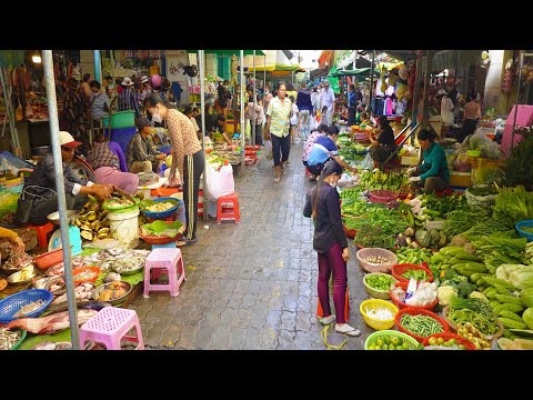Cambodian Lively Market In Phnom Penh City - Routine Fresh Foods & Lifestyle @ The Market