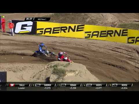 Renaux crash while fighting with Geerts - MX2 Race 1 - MXGP of Europe 2020