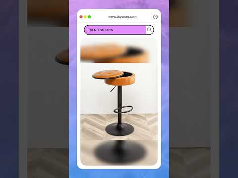 Round Storage Bar Stool Set of 2, Brown Faux Leather Height Adjustable Barstool, 360°Counter Heig...