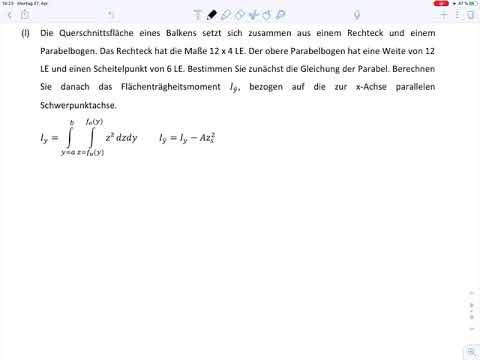 Übungsblatt8 Aufgabe l – Flächenträgheitsmoment Doppelintegral