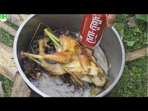 Roasted Chicken With Coca Cola and Banana Flower   How To Roasted Chicken in Cambodia   YouTube