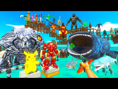 Parkour ZigZag Rescues Orga Fights Bloop and Giant Sea Monsters - Animal Revolt Battle Simulator