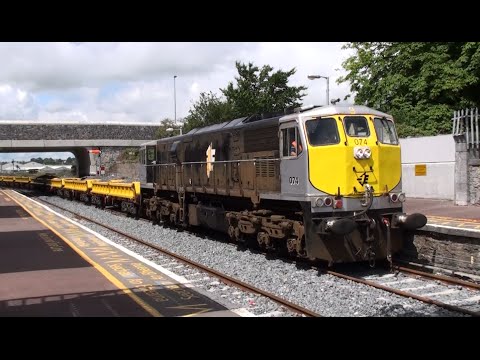 Irish Rail 074 Hauling Spoil Wagon Trial 16-7-2014