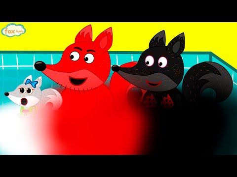 Fox Family Spanish swim in the colorful pool | animated cartoons for kids #306