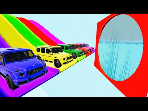 Big and Small Cars vs Mystery Portal Trap vs Slide Color - Car Rescue | BeamNG Drive