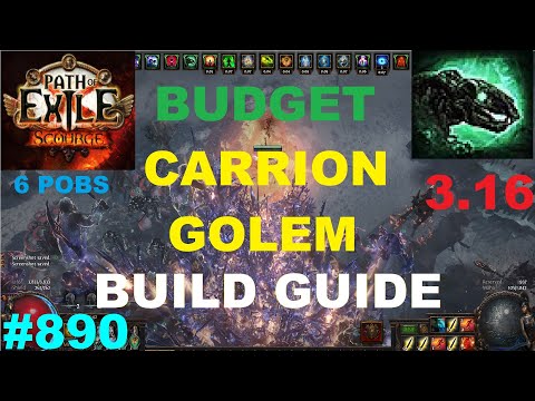 [PATH OF EXILE 3.16] BUDGET CARRION GOLEM NECROMANCER BUILD GUIDE - 890