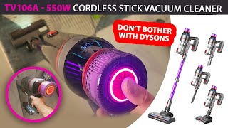 Dyson Clone Tested! 550W TV106A MQDXE Cordless Vacuum Review & Suction Test