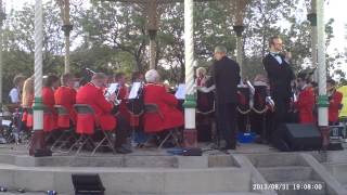 Tyldesley Brass Band at wigan proms with Tom Barber Redmore singing Haven't Met You Yet