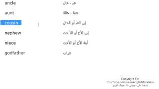 تعلم اللغة الانجليزية الدرس 49 اسماء الاهل والاقارب العائلة بالانجليزي الجزء 2