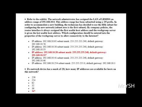 Cisco  CCNA 1 Chapter 8 v6 Subnetting IP Networks | Exam Answers