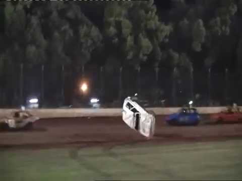 LARISSA COOK'S MASSIVE ROLL IN JUNIOR SEDAN FEATURE KINGAROY SPEEDWAY.7/12/2013.