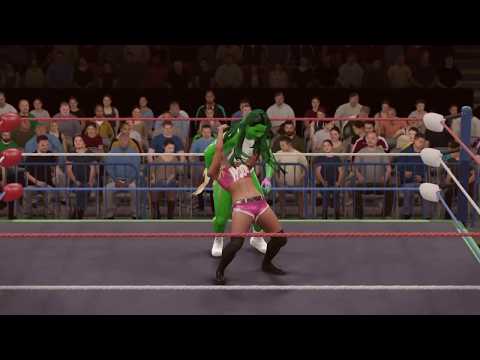 WWE 2K17 She Hulk vs. Paige and Charlotte Flair - 2v1