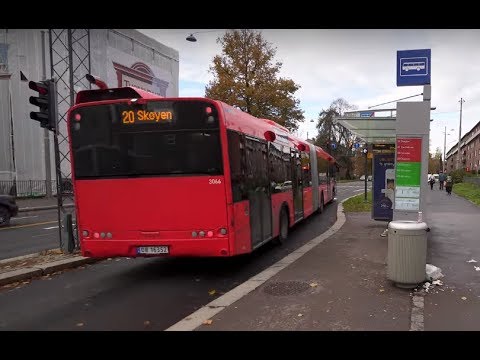 Norway, Oslo, ride with bus No 20 from Carl Berners plass to Københavngata + walk to Anker Apartment