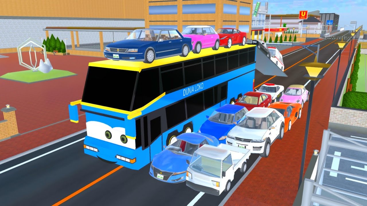 Collect All the Rainbow Cars with Bus Loko Transport in the park 😍 #sakuraschoolsimullator 