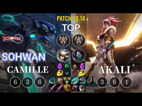 KT SoHwan Camille vs Akali Top - KR Patch 10.18