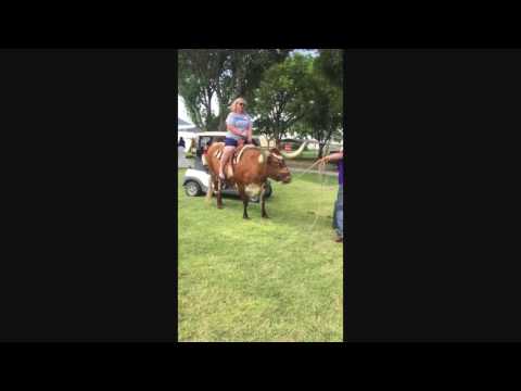 Gwen Rides a Longhorn in Crane