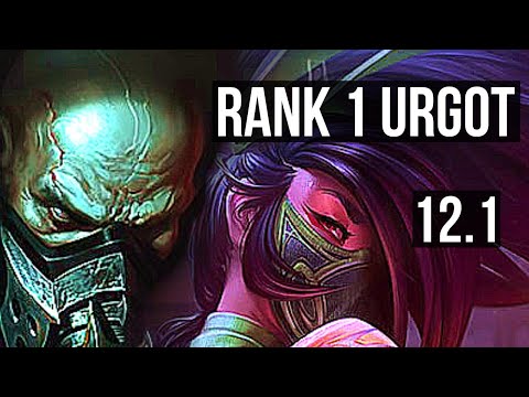 URGOT vs AKALI (TOP) | Rank 1 Urgot, 8/0/2, 1.9M mastery, Legendary, Rank 27 | JP Challenger | 12.1