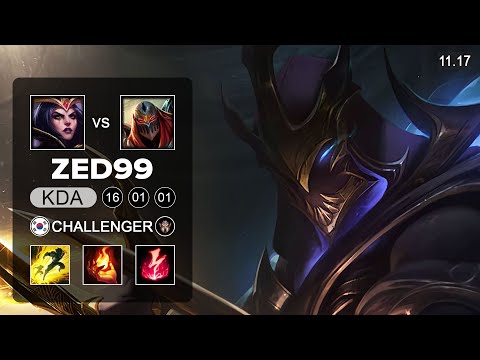 ZED99 Zed Mid vs LeBlanc - KR Challenger - Season 11 Patch 11.17