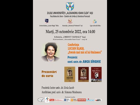 Conferință și lansare de carte-ANCA SÎRGHIE- în cadrul Zilelor Universității „Al.I.Cuza” Iași