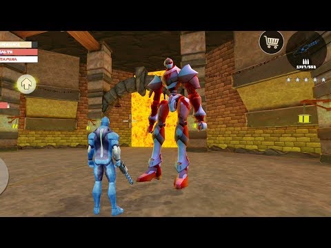 Rope Hero: Vice Town (Rope Hero Fight Robot Boss in Fire Room) Rope Hero Fight Car Robot Boss - HD