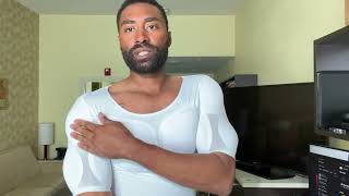 Try on and Review of Men Shaper False Muscle Chest T-Shirt