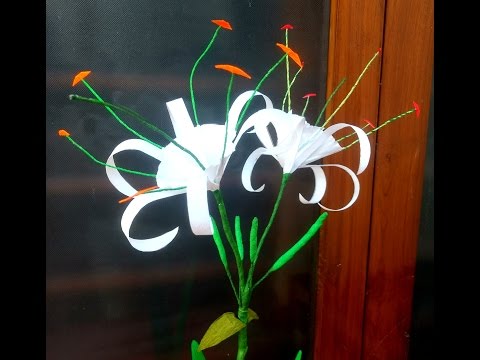 How to make Paper Flowers Beach Spider Lily \ Hymenocallis  (flower # 125)
