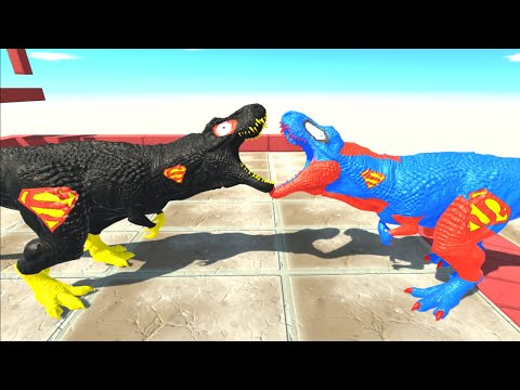 SUPERMAN VS BLACK SUPERMAN T-REX VS T-REX DEATH CLIMB - Animal Revolt Battle Simulator  ARBS