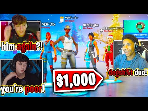CLIX & BUGHA *CHALLENGED* by UNKNOWN + VERT in 2V2 BOX FIGHT WAGER! (Fortnite)