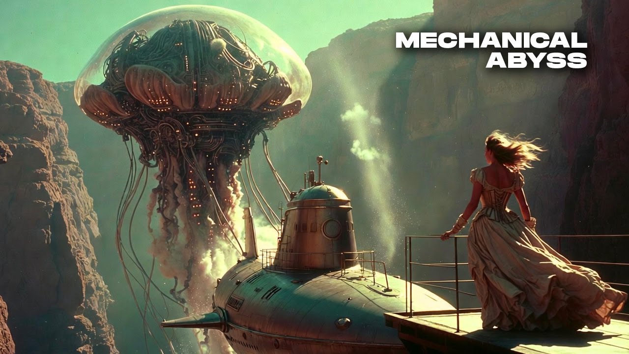 Steampunk Submarine Exploring a Stunning Abyssal Mechanical Ecosystem | AI Film