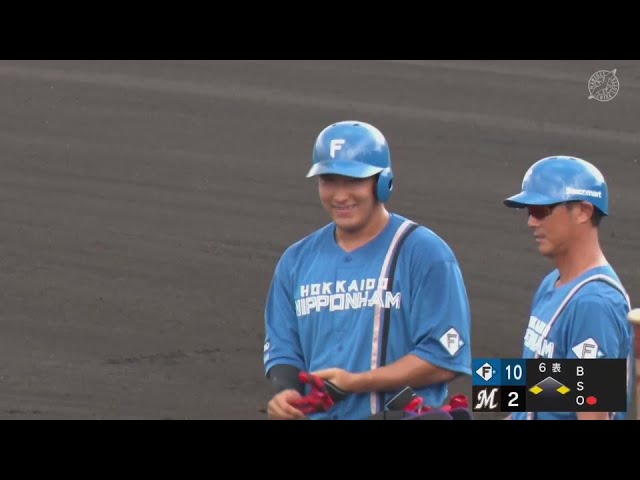 【ファーム】連続タイムリーで2ケタ得点!! ファイターズ・有薗直輝 お手本のようなセンター返し!!  2024年7月11日 千葉ロッテマリーンズ 対 北海道日本ハムファイターズ
