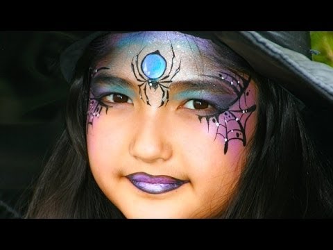 Maquillage Halloween de sorcière avec araignée - Tutoriel maquillage Halloween enfant ou adulte