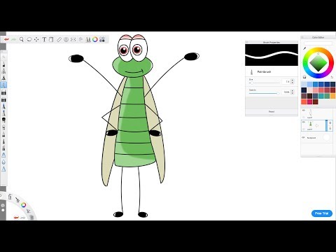 Easy Drawing a Cartoon Grasshopper with Adobe...