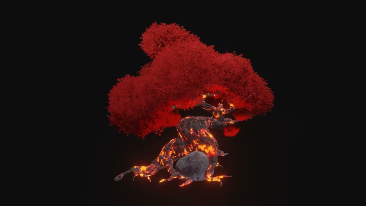 Stylized Lava Fantasy tree asset PBR low-poly game-ready 3D Model