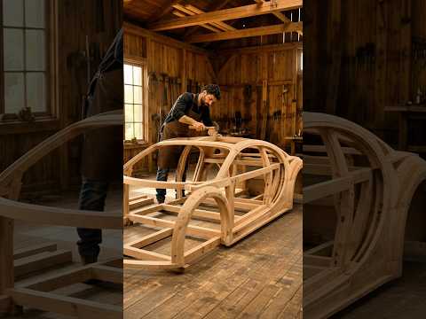 He Built a Bugatti… From WOOD 😱#shorts #woodworking