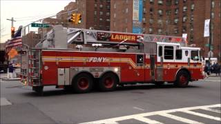 FDNY LADDER 3 RESPONDING TO MVA ON W. 14TH ST. 1ST AVE. IN STUYVESANT, MANHATTAN, NEW YORK CITY.
