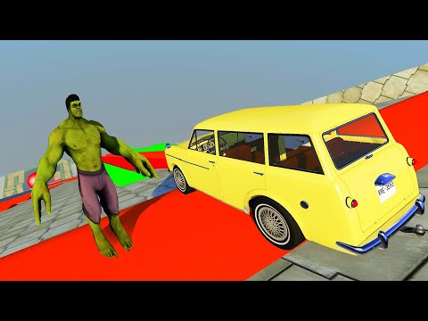 Descent With Bumps And Ramps & Giant HULK - Beamng drive Descending Down a Dangerous Hill