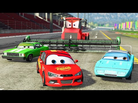 Lightning Mcqueen's Nightmare / Cars Movie Remake (Chick Gets Blended by Tractor) - BeamNG.drive
