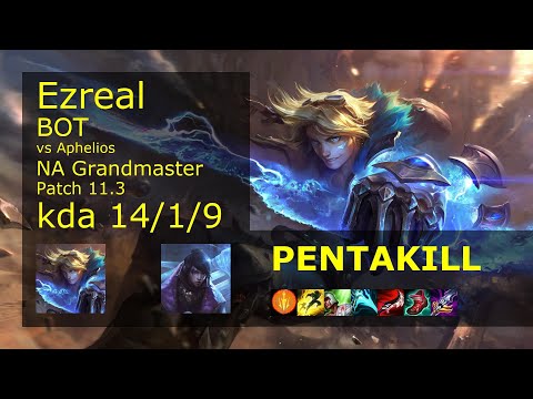 Ezreal ADC vs Aphelios - NA Grandmaster 14/1/9 Patch 11.3 Gameplay