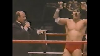 Gene Okerlund presents the new IC Title to Tito Santana   Championship Wrestling Sept 28th, 1985