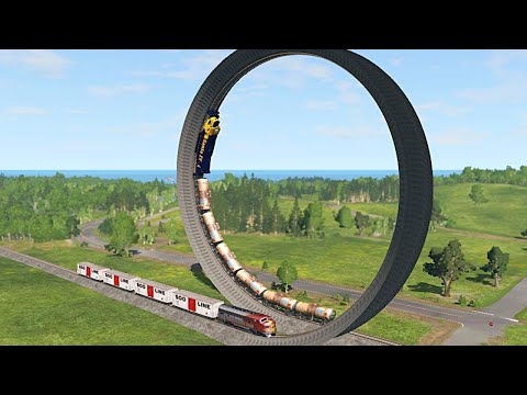 Trains vs Vertical Loop | Epic Train Stunts in BeamNG Drive Reverse