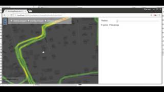 Experimental visualization of line based kernel density estimation (KDE) for WebGLayer.