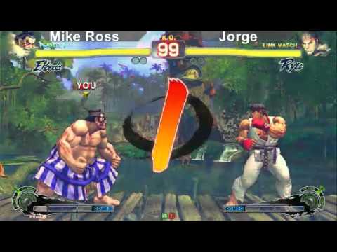 SSF4 AE: Mike Ross (Honda/Blanka) vs Jorge (Ryu) - levelup (Round One Arcade)