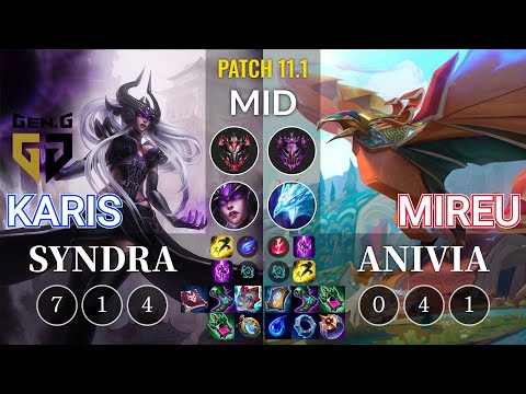 GEN Karis Syndra vs Mireu Anivia Mid - KR Patch 11.1