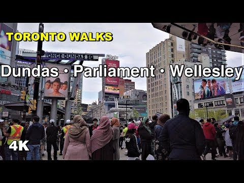 Toronto Walks - Dundas St, Parliament St, Wellesley St E [4K]