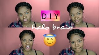 DIY Halo Braid Tutorial on Short Natural Hair | Braided, NOT PINNED!