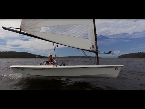 RS Aero on foils - buzzing the boat