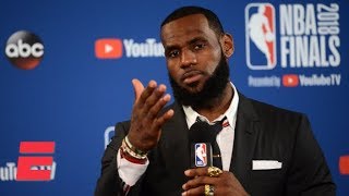LeBron James walks out of Game 1 press conference after question about JR Smith&#39;s blunder | ESPN